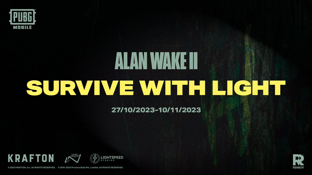 pubgm_france's tweet photo. Ajoutez le flair d'@alanwake à votre jeu !
Alan Wake II Avatar Frame vous attend.🔦
Pour l'obtenir:
1)🎮Connectez-vous et jouez pendant 7 jours entre le 27.10 et le 10.11.
2)💥Infligez un total de 1200 dégâts pendant l'événement.
https://t.co/HGZUiauKnY
#pugmobile #alanwake2 https://t.co/38oGbsb3sz