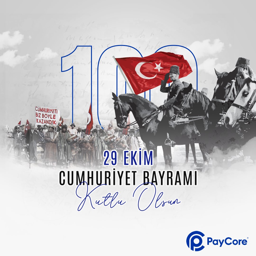 PaycoreGroup's tweet image. 1923&apos;ten bugüne, 100 yıldır süregelen bir mirasın parçası olmanın gururunu hep birlikte yaşıyoruz. Gazi Mustafa Kemal Atatürk&apos;ün bizlere bıraktığı bu mirası gelecek nesillere de aynı gurur ve coşkuyla aktaracağız. Cumhuriyet Bayramımız kutlu olsun.

#PayCore #29Ekim