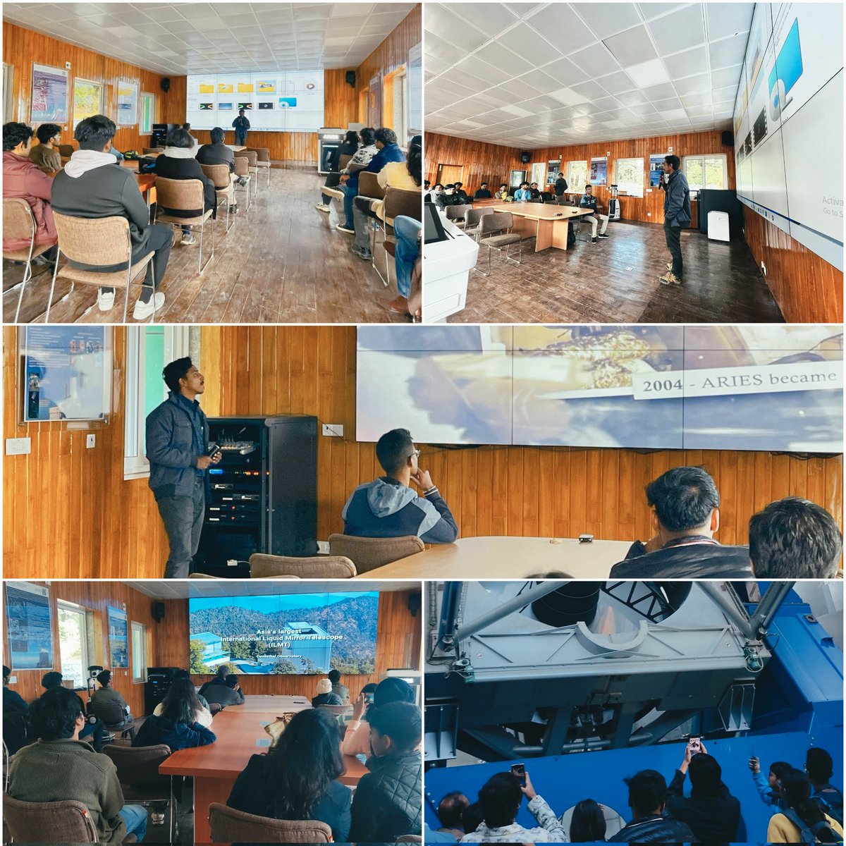 iamarunspillai's tweet photo. Excited to host and interact with college students and faculty from the University of Petroleum and Energy Studies, Dehradun at Devasthal Observatory yesterday. Enjoyed discussing their telescope queries and career prospects!
#ARIES #India #Telescope #Devasthal #ILMT #Astronomy https://t.co/xq2GnjPMVr