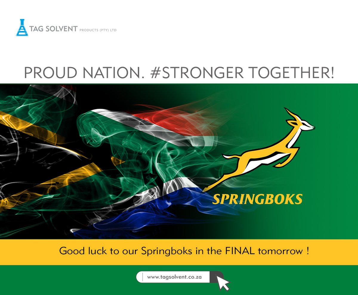tag_pty's tweet photo. Wishing our boys in green and gold all the best in the Rugby World Cup Final tomorrow!
#strongertogether #springboks #RWC2023 #springboksupporters https://t.co/D9iDncc1UB