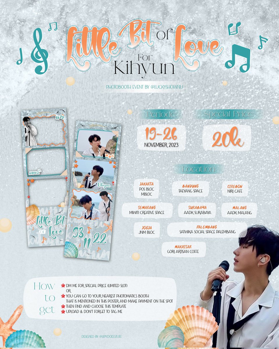 Let's celebrate Kihyun Birthday 🥳 🩵Little bit of Love for Kihyun🩵 [likes/rts are very appreciated] Photobooth event by @luckyshownu Event Period 📆 19 - 26 Nov 2023 📍Photomatics Booth Untuk special price boleh lgsg DM nama, tgl dan cabang mana yg terdekat dr kamu ya🫶