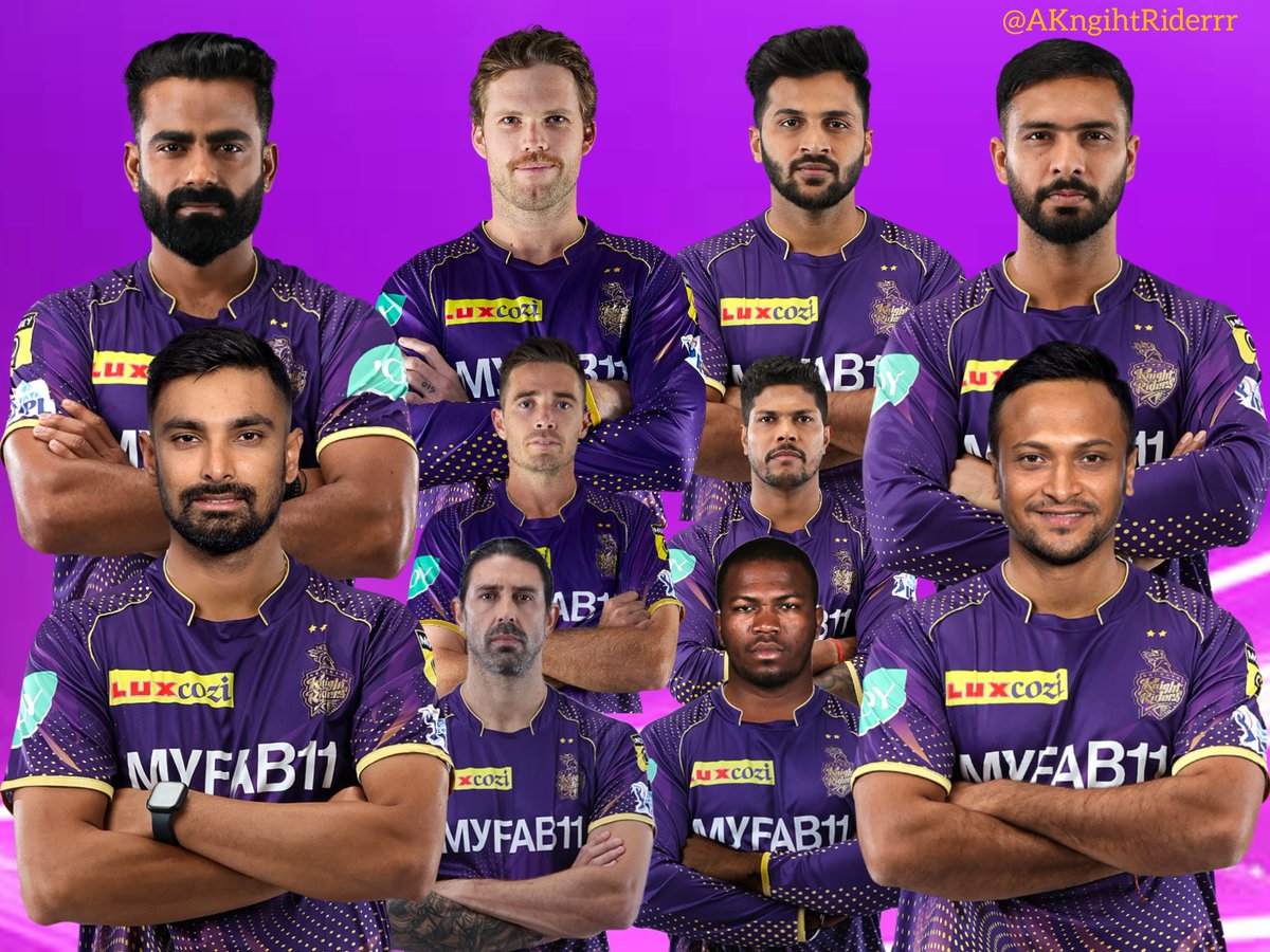 According to me #KKR release  for #IPL2024Auction,

1.LittonDas
2.Mandeep Singh
3.Shakib Al Hasan
4.David Wiese
5.Kulwant Khejroliya
6.Johnson Charles
7. Tim Southee
8.Umesh Yadav
9.Lockie Farguson
10.Shardul Thakur.

#AmiKKR #KorboLorboJeetbo #IPL2024 💜

Reply/Quote Yours....