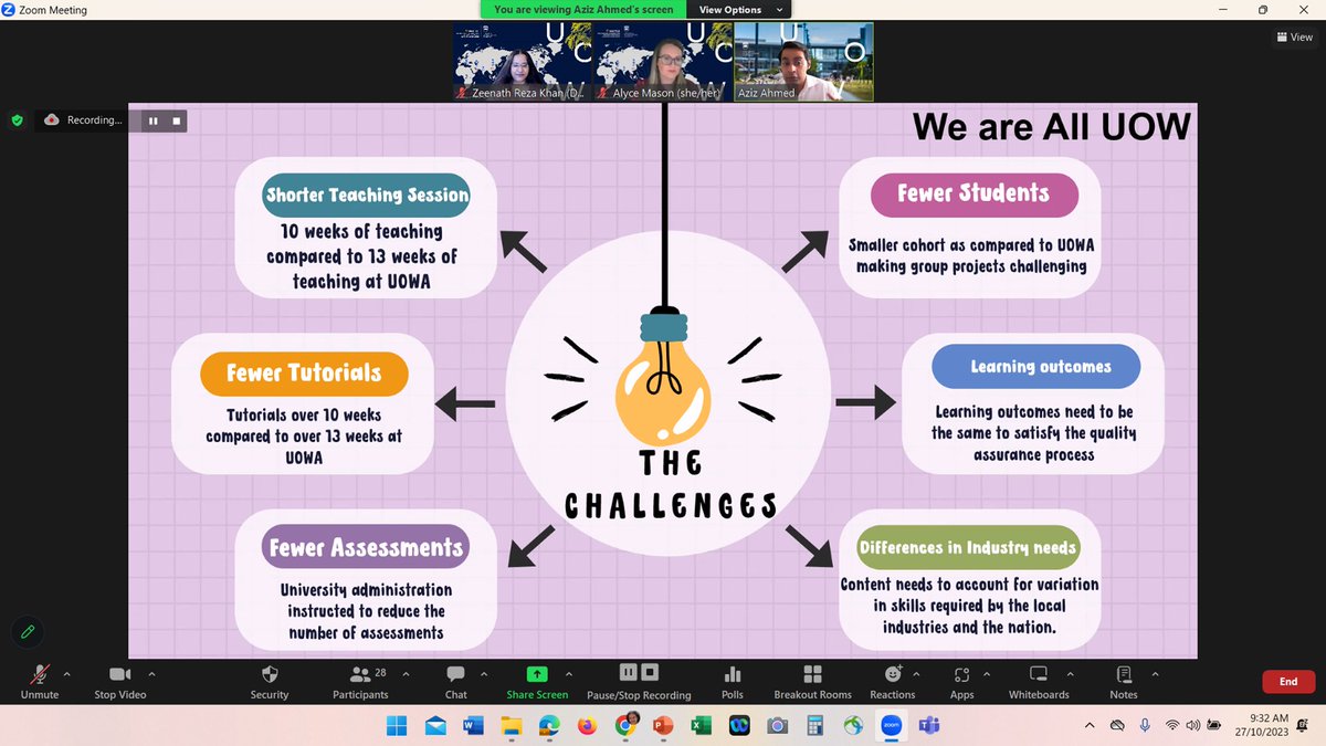 Fourth presentation by <a href="/AzizAhmed/">Aziz Ahmed</a> from <a href="/UOW/">UOW</a> on the amazing collaborative quality management in Engineering courses across UOW and <a href="/UOWD/">UOWD</a> 

<a href="/uowd/">UOWD</a>
#WeareallUOW

<a href="/AlyceMa5on/">Dr Alyce Mason</a>
<a href="/zrktalks/">Zeenath Reza Khan</a>