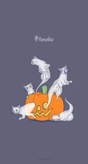 ジャックオーランタンと猫。 #toneko
