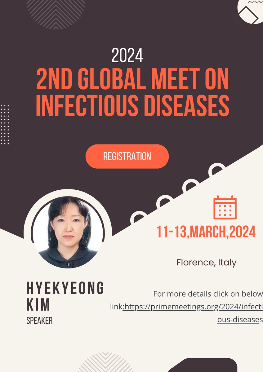 Diseases2024's tweet photo. Attend #GMID2024 #In person_event in response to #InfectiousDiseases during #March 11-13, 2024 #abstract_submission going on... interested PS:https://t.co/gXbtwfc7N5
@speaker
@delegate
@student
@poster
can contact us:gmid2024@primemeetings.org https://t.co/bRjul335Vs