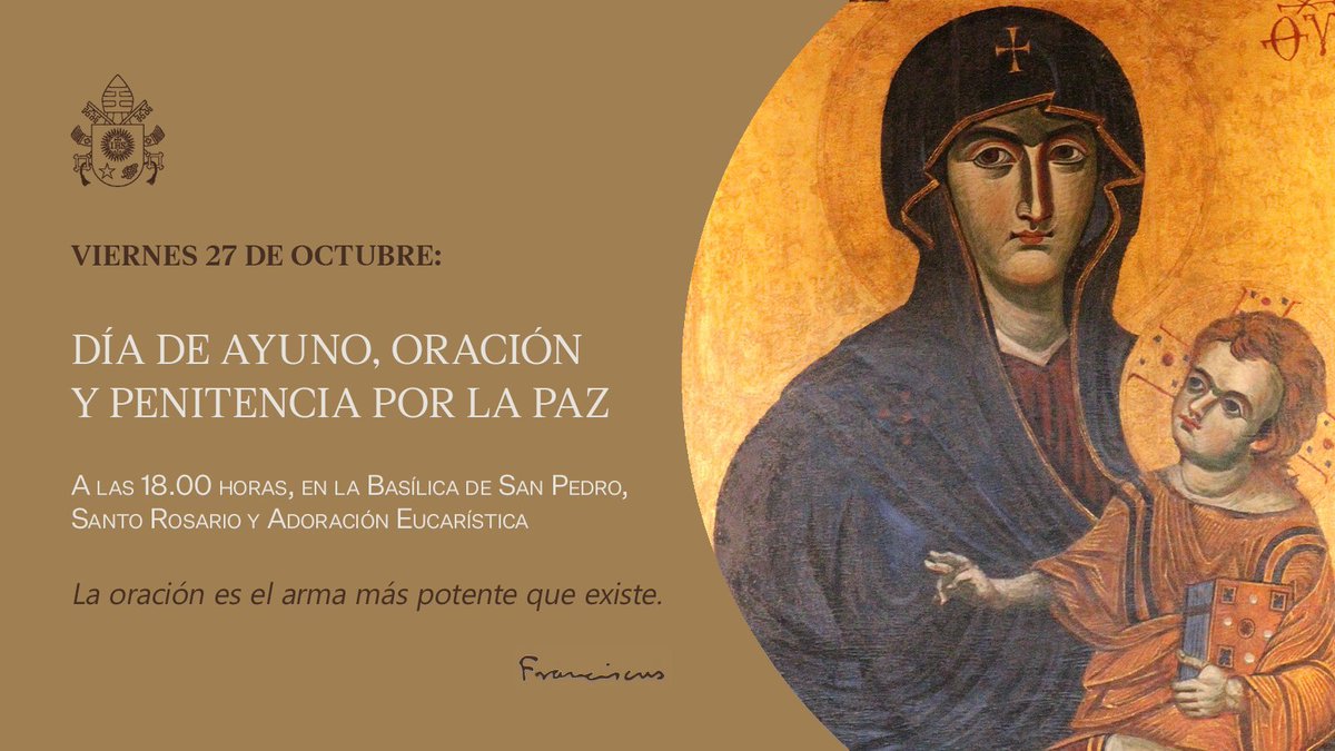 AyudaIglesNeces's tweet photo. 🙏 Hoy nos unimos de forma especial a la jornada de ayuno, oración y penitencia por la #Paz que ha convocado @Pontifex_es
🔊"La oración es el arma más potente que existe" Papa Francisco
#OremosJuntos #PazMundial #Dioslopuedetodo https://t.co/bPHbGYQbhu