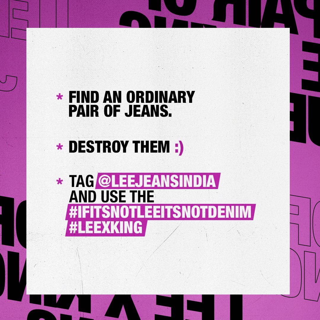 Destroy your old ordinary jeans and upgrade to the real denim with the new Lee X King Jeans. Your chance to win a pair of legendary jeans is here! 😎💥

#LeexKING #HomeofTheRealDenim #RealFitsRights #RealDenim #IfitsNotLeeitsNotDenim #LeeIndia #LeeJeans