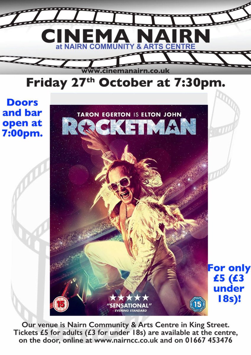 Tonight at 7.30pm....you will be singing the songs for days, its a fantastic film! #rocketman  #cinemanairn #localcinema