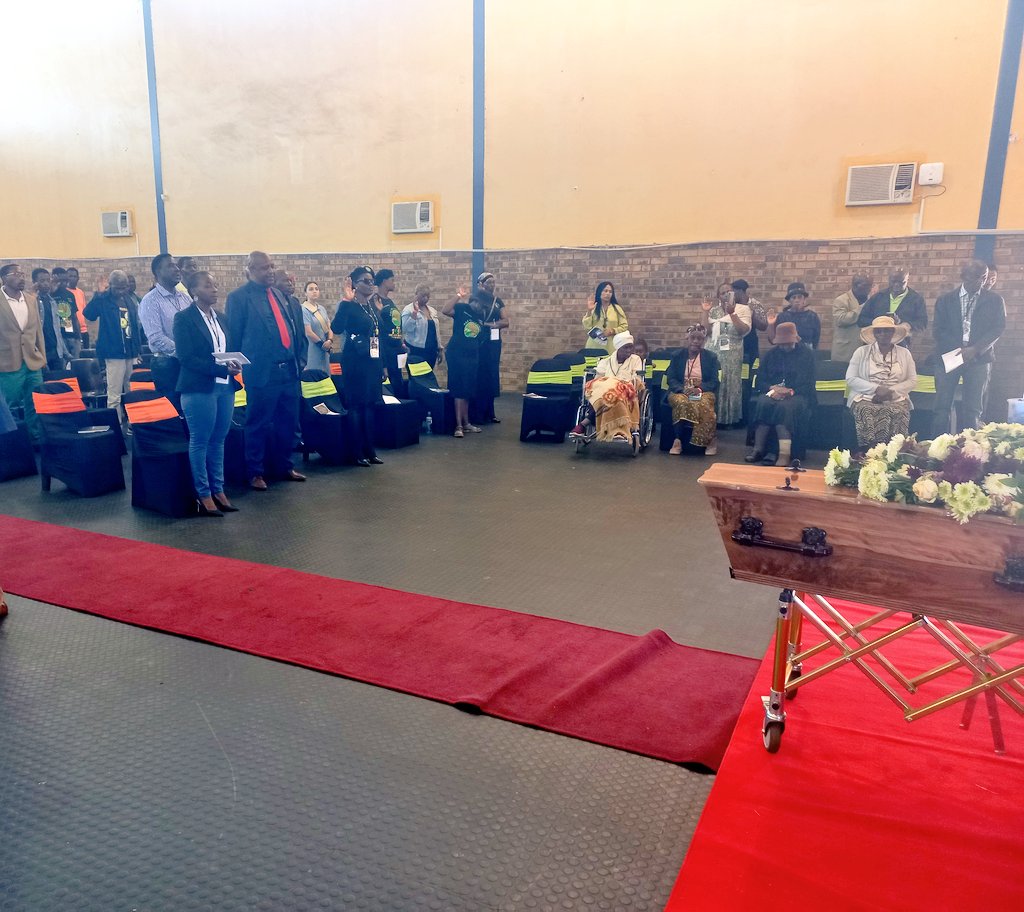 DOJCD_ZA's tweet photo. Mr Ceylon Mabaso was one of the 6 PAC members executed by the apartheid government on 19/11/1965 at the then Pretoria Central Prison. Through the Gallows Exhumation Project his remains have now been returned to his family for reburial. Leading the event is Deputy Minister @JhjSA https://t.co/jAPno8BJsV