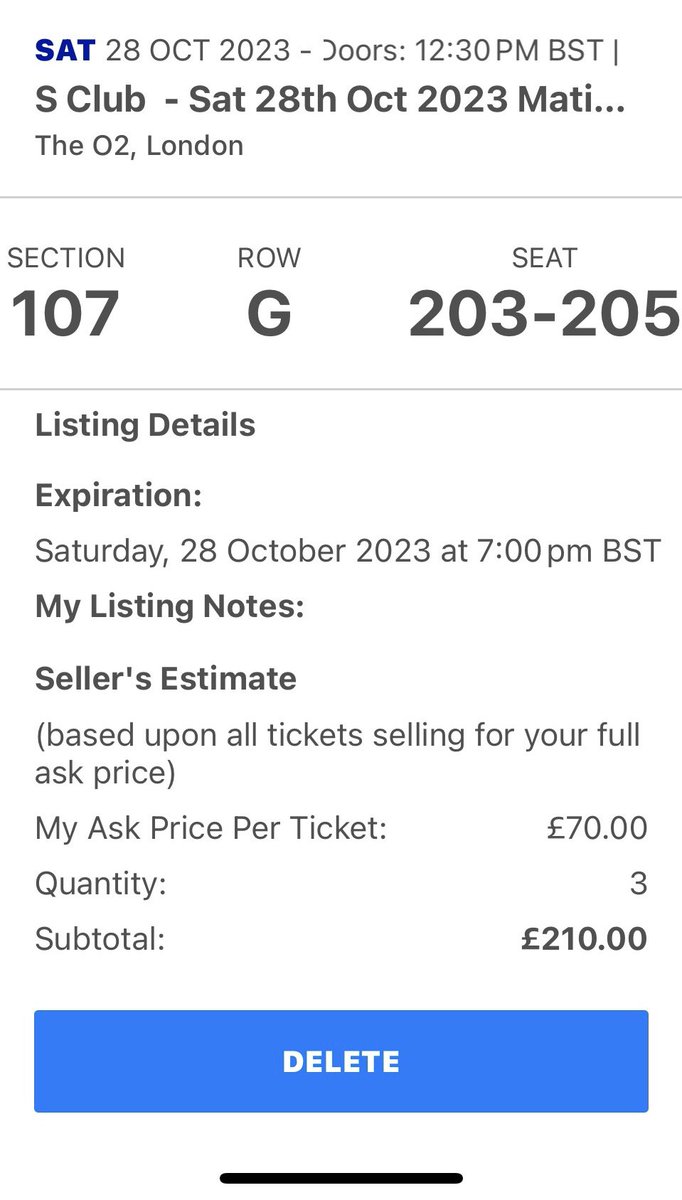 krunchykris1's tweet photo. ‼️Selling 3 tickets to S Club’s show this Saturday, we can’t attend but happy to sell for a lower fee of £50 p/ticket‼️

Paypal fine, and also individual ticket sales are fine too :) DM me from my profile or insta @ krunchykris

#sclub #axs #o2 #sclub7 #tickets #sclubtickets https://t.co/sKZf9X4xiT