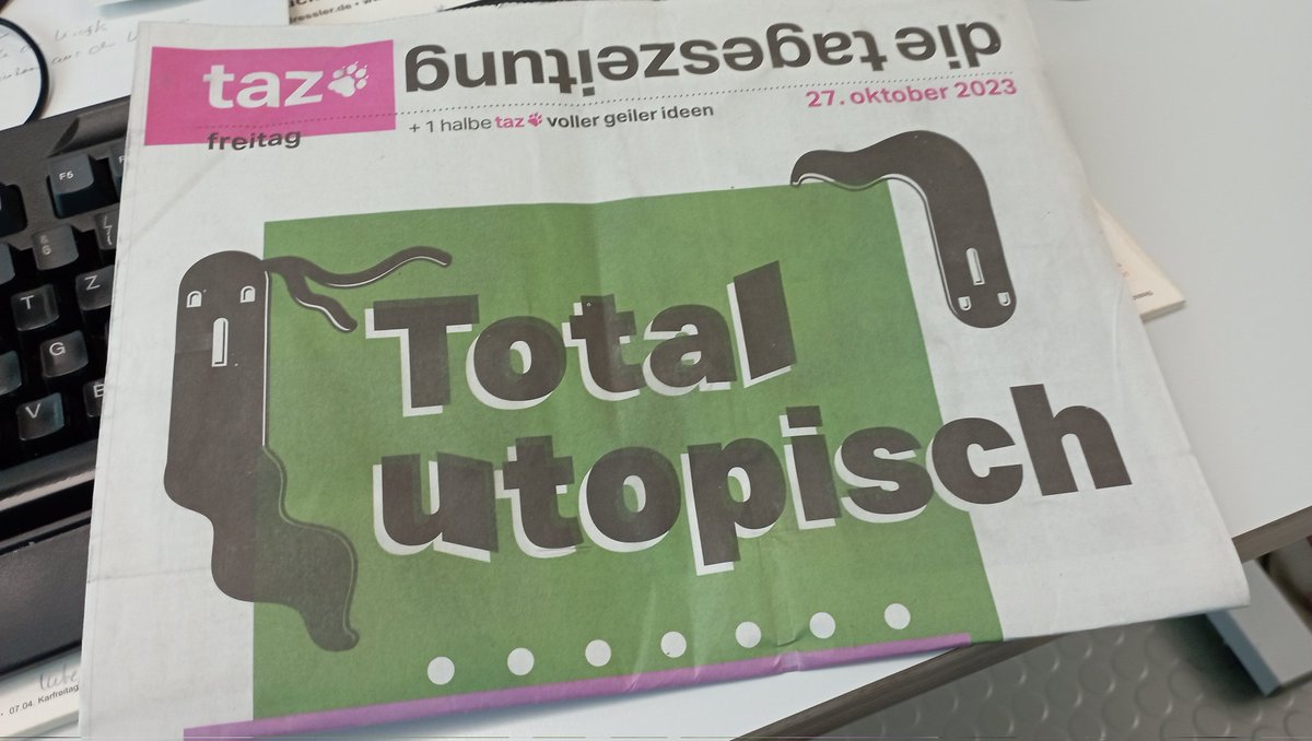 Zehn garantiert boomerfreie Seiten darüber, wie vielleicht doch alles gut werden könnte. Bin gespannt, was unsere jungen Leute da zusammengetragen haben. <a href="/tazgezwitscher/">taz</a>