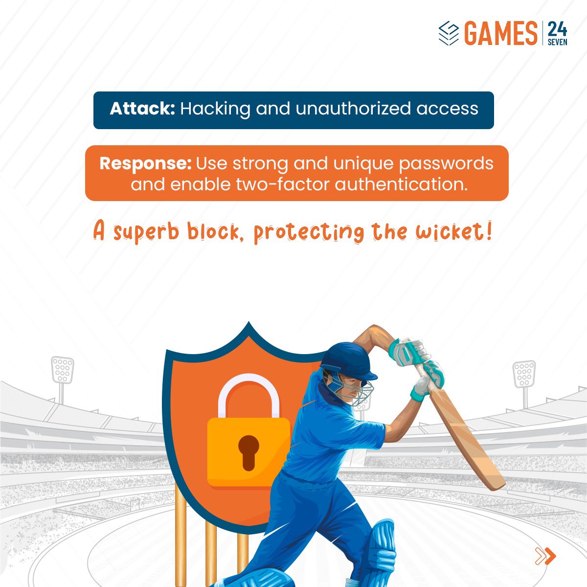 games24x7's tweet photo. Protecting your digital life is just as important as locking your front door. 
💻🔐 Be #CyberSafe

#Games24x7 #ScienceOfGaming #ResponsibleGaming #ResponsiblePlay #CyberSecurityMonth #CyberSecurity https://t.co/SpIPB1c3Oj