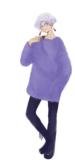もうちょい肌濃いめかな〜? リクエストとかされてないけどひとの推し描くのも楽しい 褒められたいがためなのかしら