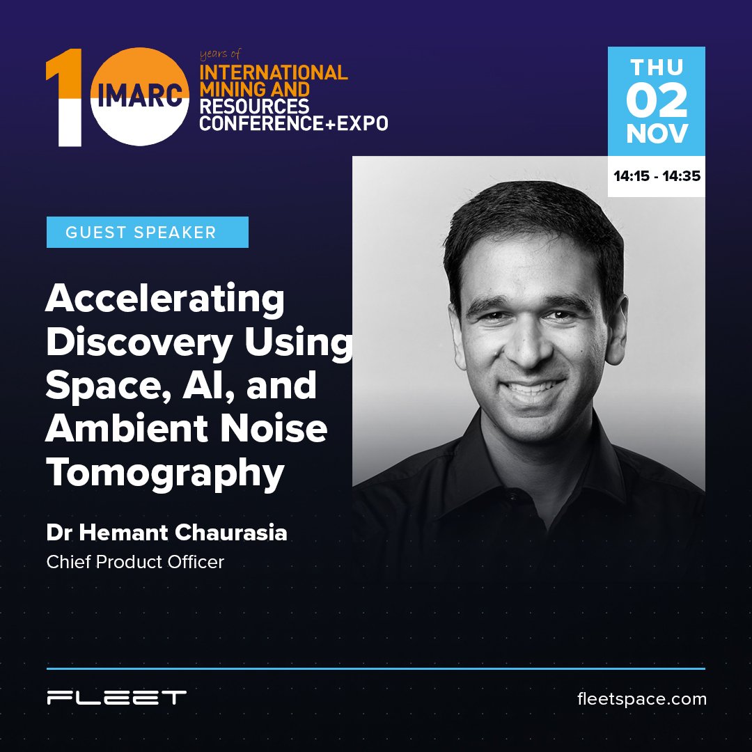 fleetspace's tweet photo. How is space tech enabling critical mineral exploration and supporting net zero targets?
Dr. Hemant Chaurasia, our Chief Product Officer, delves into it at #IMARC2023 next week.
🗓️Thurs, Nov 2, 14:15 to 14:35
See you there!
#mininginnovation #spacetech #earthtechnology https://t.co/Bjdd8rQGjR