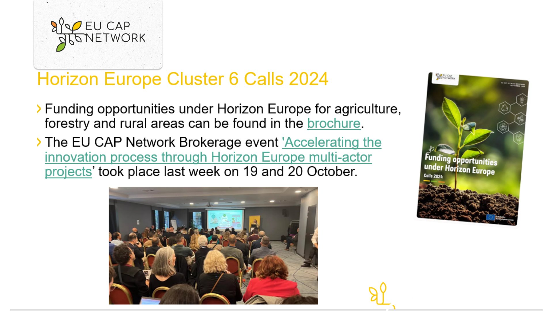 EU CAP Network on X: Orsolya Frizon Somogyi @EUAgri presents new  #HorizonEurope developments: ✔️ @HorizonEU Cluster 6 calls 2024 now open!  📣 ✔️ #MissionSoil: state of play + preliminary work programme 2023