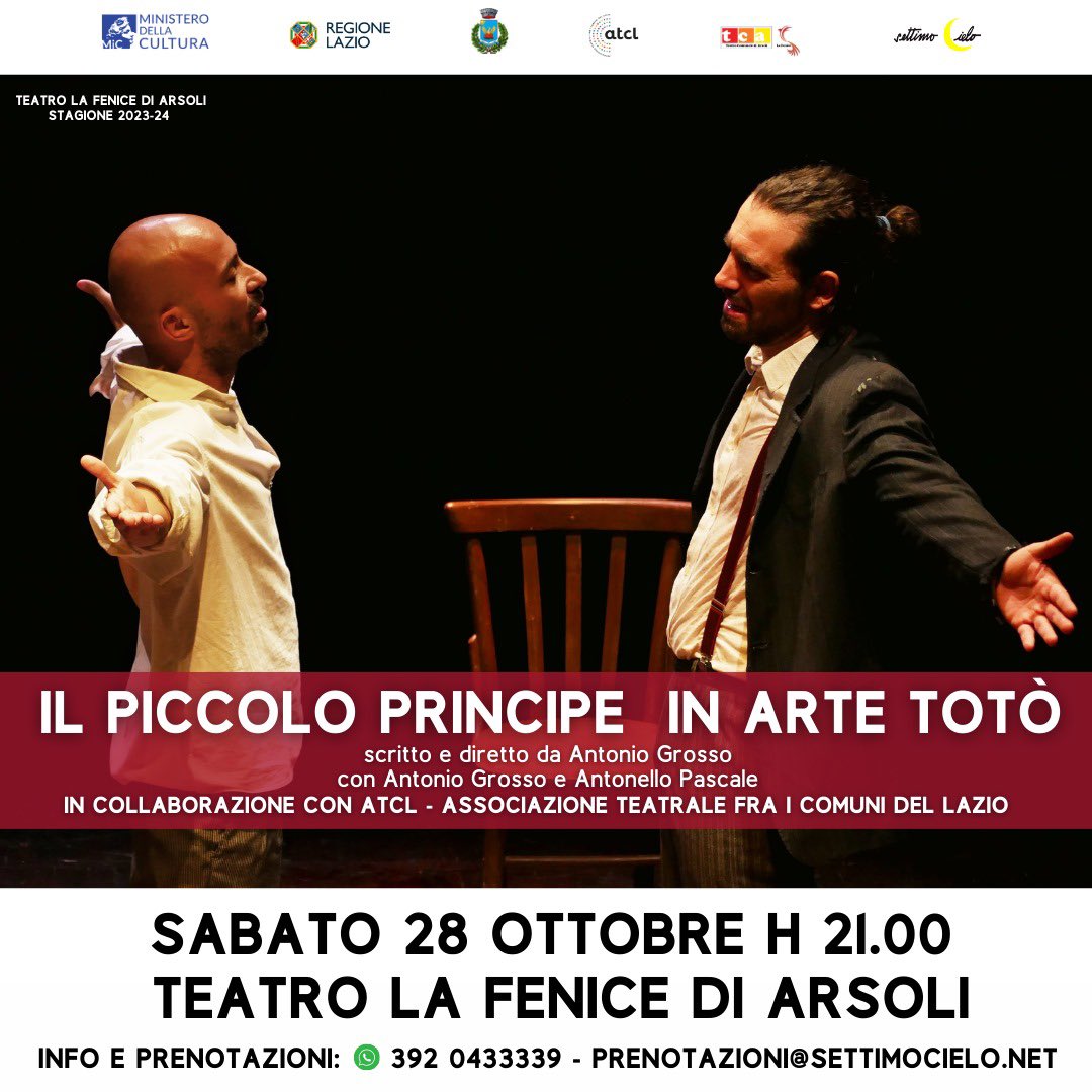 Inizia con #Totò la stagione del Teatro <a href="/DiArsoli/">Teatro di Arsoli</a> ❤️! Evento in collaborazione con <a href="/ATCLLAZIO/">ATCL LAZIO</a> . <a href="/RegioneLazio/">Regione Lazio</a> <a href="/MiC_Italia/">Ministero della Cultura</a> <a href="/ViverelAniene/">Vivere l'Aniene</a> <a href="/visitvaldaniene/">Visit Val d'Aniene</a>