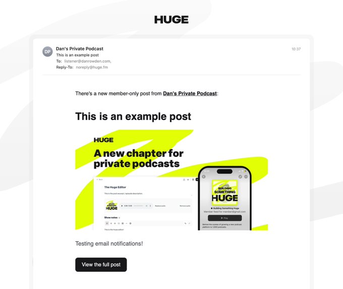 New to @HugeFM ✨  Email notifications for members when a new post is published.  (Huge does not send<a class="tags" target="_blank" title="On Twitter" href="/?out=eyJ0eXAiOiJKV1QiLCJhbGciOiJIUzUxMiJ9.eyJpYXQiOjE3MjE4NDczNzYsImlzcyI6InR3cG9ybnN0YXJzLmNvbSIsIm5iZiI6MTcyMTg0NzM3NiwiZXhwIjoxNzUzMzgzMzc2LCJyZWRpcmVjdF91cmwiOiJodHRwczovL3R3aXR0ZXIuY29tL0h1Z2VGTSJ9.rfNP8vOjW4GWFyBLLjQ7CB6uHufh8SbPrrva7FEUlLjpUFppppM2zEEvVJnYIgYCWP7rCQGMTmXuC8Bde6eUbA">@HugeFM</a>