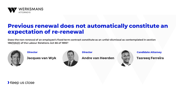 Werksmans's tweet photo. The article provides insights into the legal considerations surrounding the renewal of fixed-term contracts and the practical implications for employers.
Read more https://t.co/mbSLs9fbAL
#FixedTermContracts #LegalUpdates #WerksmansAttorneys https://t.co/x1JT7Uc2Ba