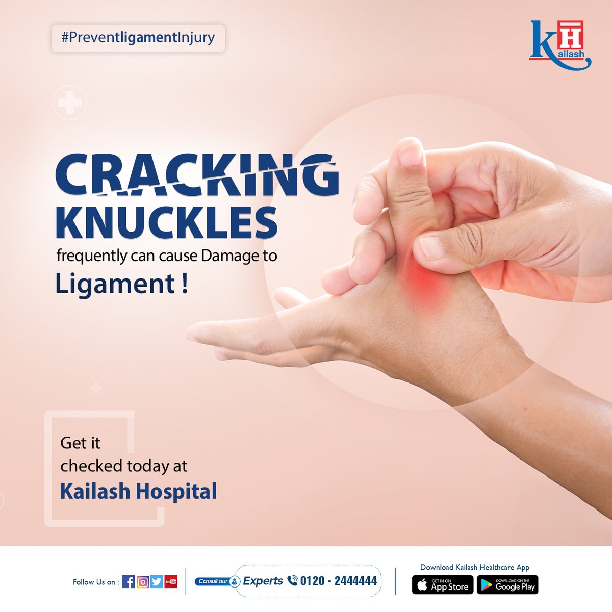Do you crack your knuckles too?

Beware! it is really affecting your finger joints you aren't aware of.
Consult our Ortho Specialists: kailashhealthcare.com

#fingercracking #ligamentdamage #orthocare #jointfracture #OrthoExperts