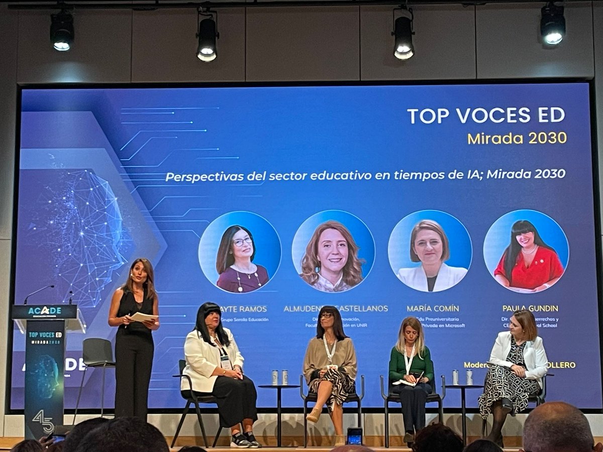 GrupoSorollaEdu's tweet photo. 📅Mayte Ramos, CEO de GSE, participó en el evento 𝙏𝙤𝙥 𝙫𝙤𝙘𝙚𝙨 𝙚𝙙𝙪𝙘𝙖𝙘𝙞𝙤́𝙣 de @_acade, en la mesa 𝘗𝘦𝘳𝘴𝑝𝘦𝘤𝘵𝘪𝘷𝘢𝘴 𝘥𝘦𝘭 𝘴𝘦𝘤𝘵𝘰𝘳 𝘦𝘥𝘶𝘤𝘢𝘵𝘪𝘷𝘰 𝘦𝘯 𝘵𝘪𝘦𝘮𝑝𝘰𝘴 𝘥𝘦 𝘭𝘢 𝘐𝘈; 𝘔𝘪𝘳𝘢𝘥𝘢 2030🔝
#EventosAcade #ClubAcade #TopVocesEducación https://t.co/ePzBZfnVf7