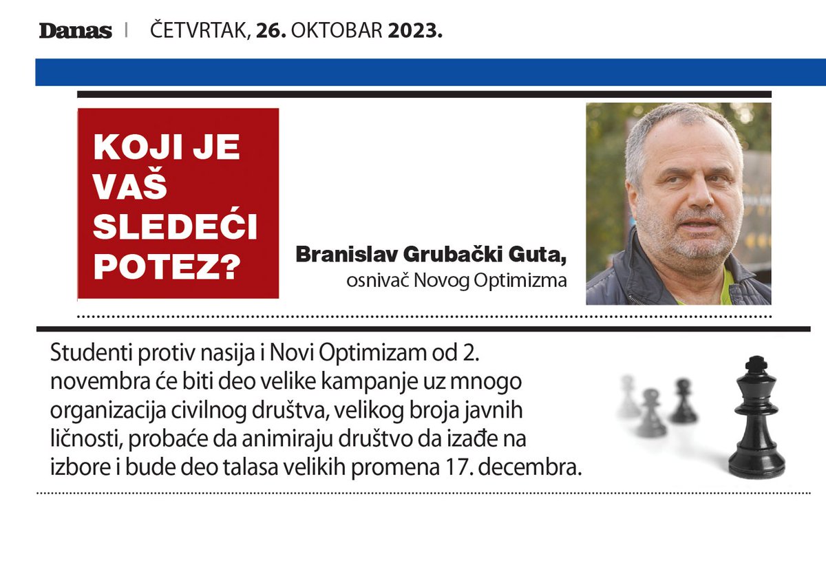 novi_optimizam's tweet photo. Novi Optimizam i Studenti protiv nasilja - DO POBEDE!
💪 @studentiPN 💪
#SrbijaProtivNasilja #optimizam #odgovornost #solidarnost #StudentiProtivNasilja #Srbija #izbori #izbori2023 #17decembar #Danas #SledećiPotez https://t.co/nCz0tlWAUV