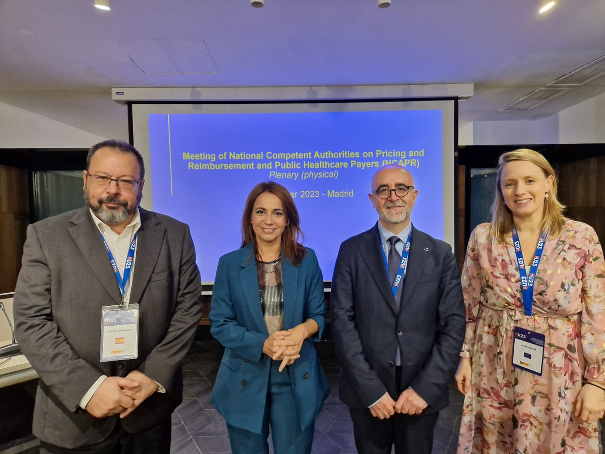 Ayer pude clausurar el encuentro de las autoridades nacionales de fijación de precios y reembolso (NCAPR) en Madrid, en el marco de la @eu2023es. Un debate indispensable para encontrar soluciones a la financiación, suministro y acceso a los medicamentos.
