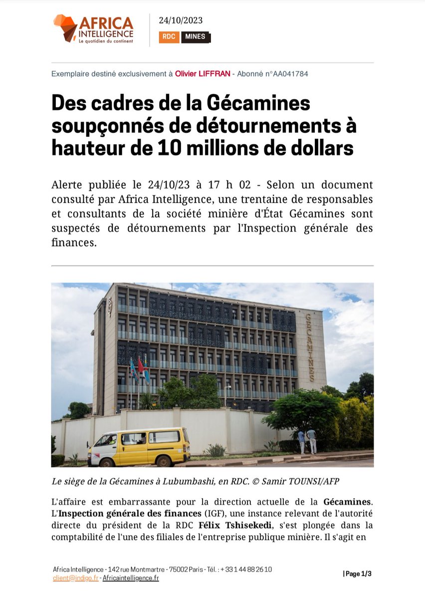 RdcVision's tweet image. Détournements de plus de 10 Millions USD à la @Gecamines;
Les membres des Partis Politiques et ceux de la Société Civile appellent le Chef de l'Etat à interpeller le Comité de Gestion et le Conseil d'administration de cette Société minières.
@fatshi13 @Presidence_RDC @TinaSalama2