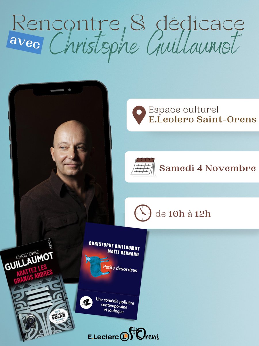 🗓️Rencontrez Christophe Guillaumot, samedi 4/11 à L'Espace E.Leclerc Saint Orens de 10h à 12h pour une séance de dédicaces ! 📚