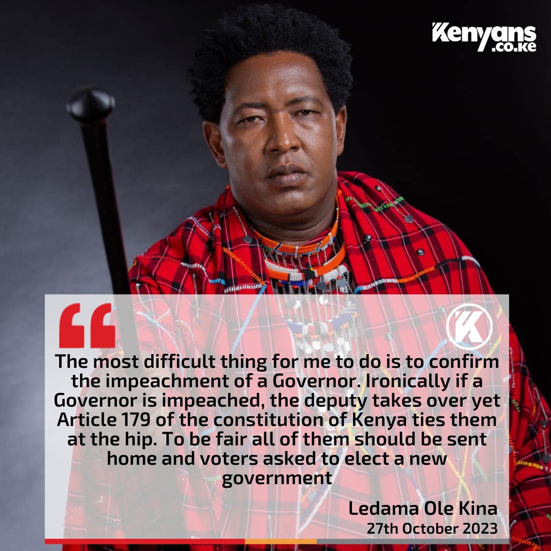 Kenyans's tweet photo. If a Governor is impeached, the deputy should be sent home with him  - Ledama Ole Kina https://t.co/qMrgZ8Mg24