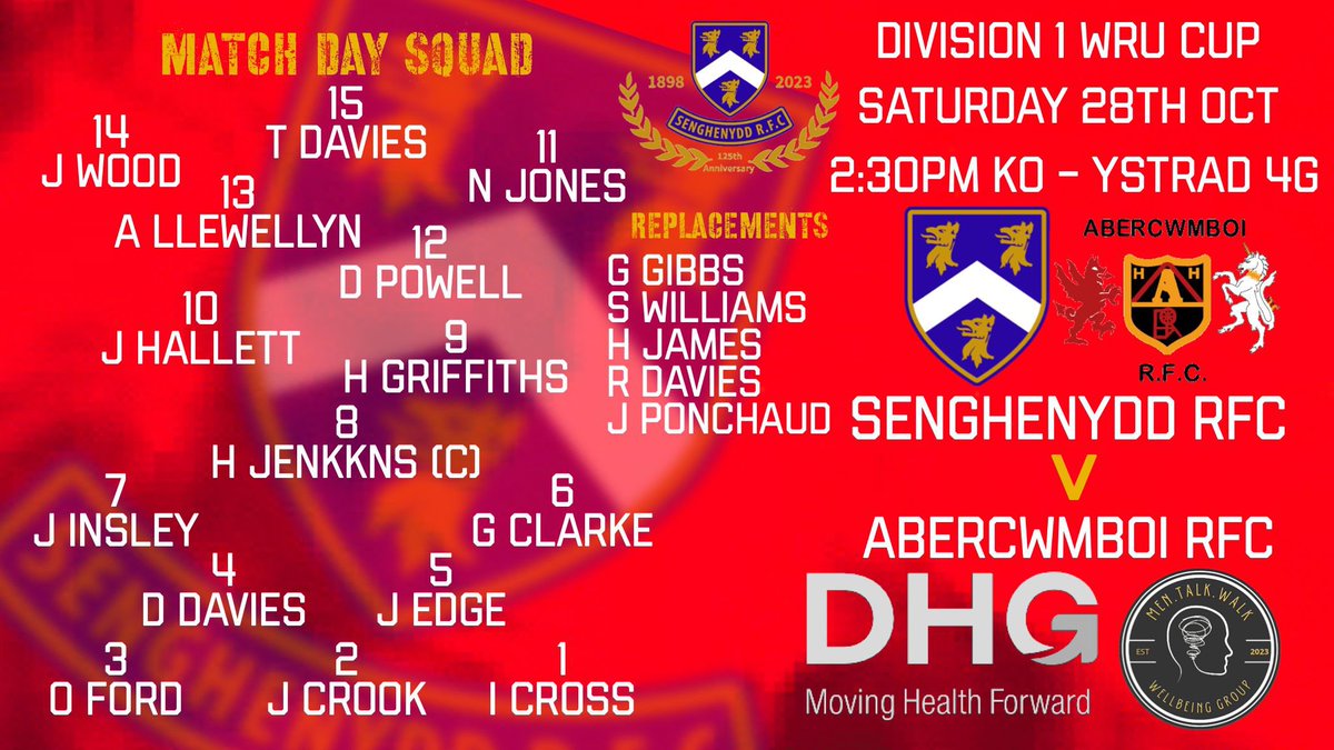 TEAM NEWS 🚨

Your Saints team to face Abercwmboi.

Reminder : The game will be played at Ystrad 4G!

🔵🔴