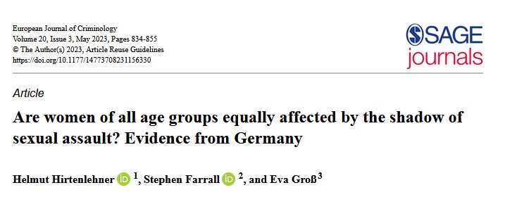 jkulinz's tweet photo. #JKUResearchAlert ♀️ A recent study examine whether fear of #sexualassault translates into fear of other offenses in all age segments of the female population, and whether the magnitude of this shadow effect varies with age. @derbyuni @evagro3 👉 https://t.co/l7lduaahvv https://t.co/XUyUb00t8D