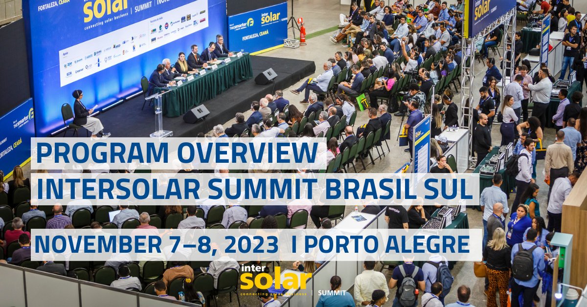 The program for the Intersolar Summit Brasil Sul is set. Have a look at the session overview and find out which speakers will share their expertise: bit.ly/3FvpyiI #Intersolar #Brazil #PortoAlegre #AgriculturalPV #Offgrid