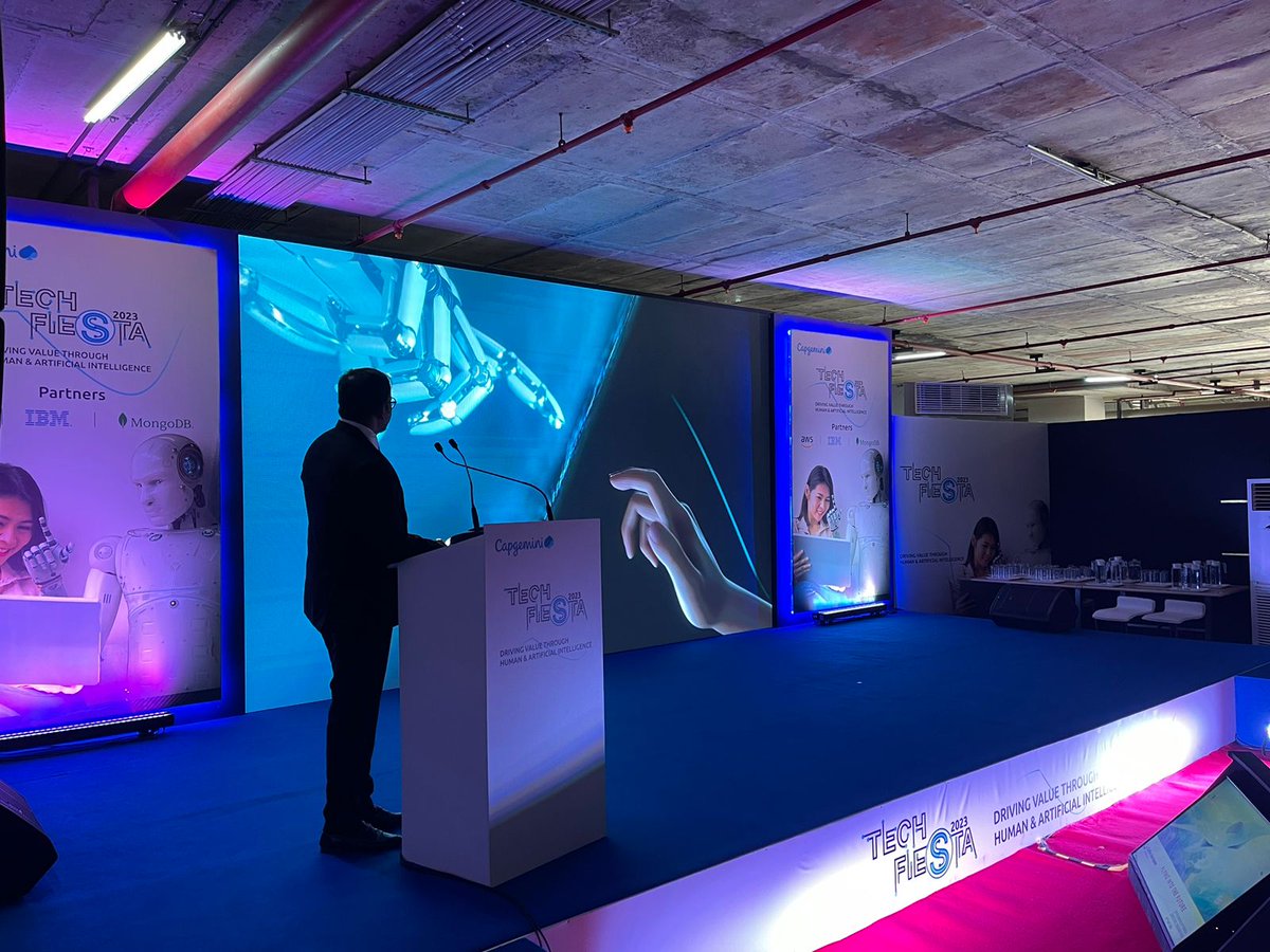CapgeminiEngIN's tweet photo. Tech Fiesta 2023 is live at our Bengaluru campus!
 
Join us in shaping a future where humans and AI work together in seamless harmony.
 
Stay tuned for all the highlights and pivotal moments from this grand finale of #TechFiesta2023.

#GetTheFutureYouWant #CapgeminiAcesInnovation https://t.co/rzvqaPx0r6