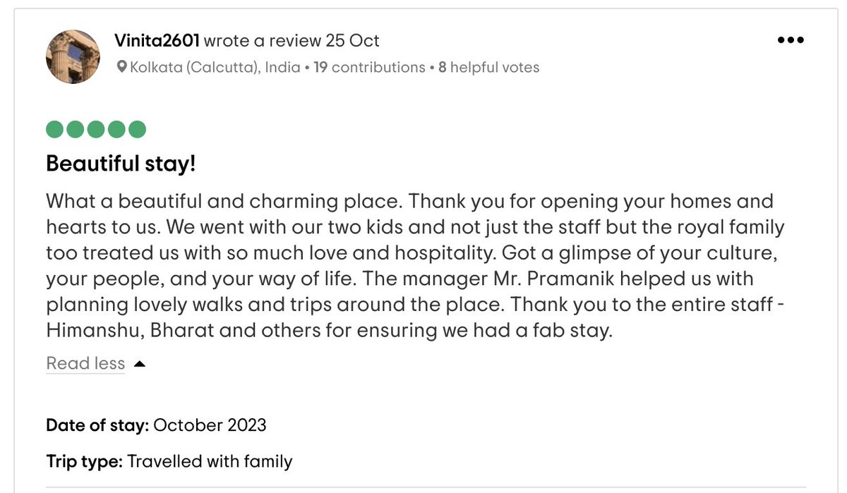 Love the heartfelt reviews we get, being a family run boutique property, each feedback is read by the entire team to ensure we never compromise on the grand Kalinga experience! #thebelgadiapalace #odisha