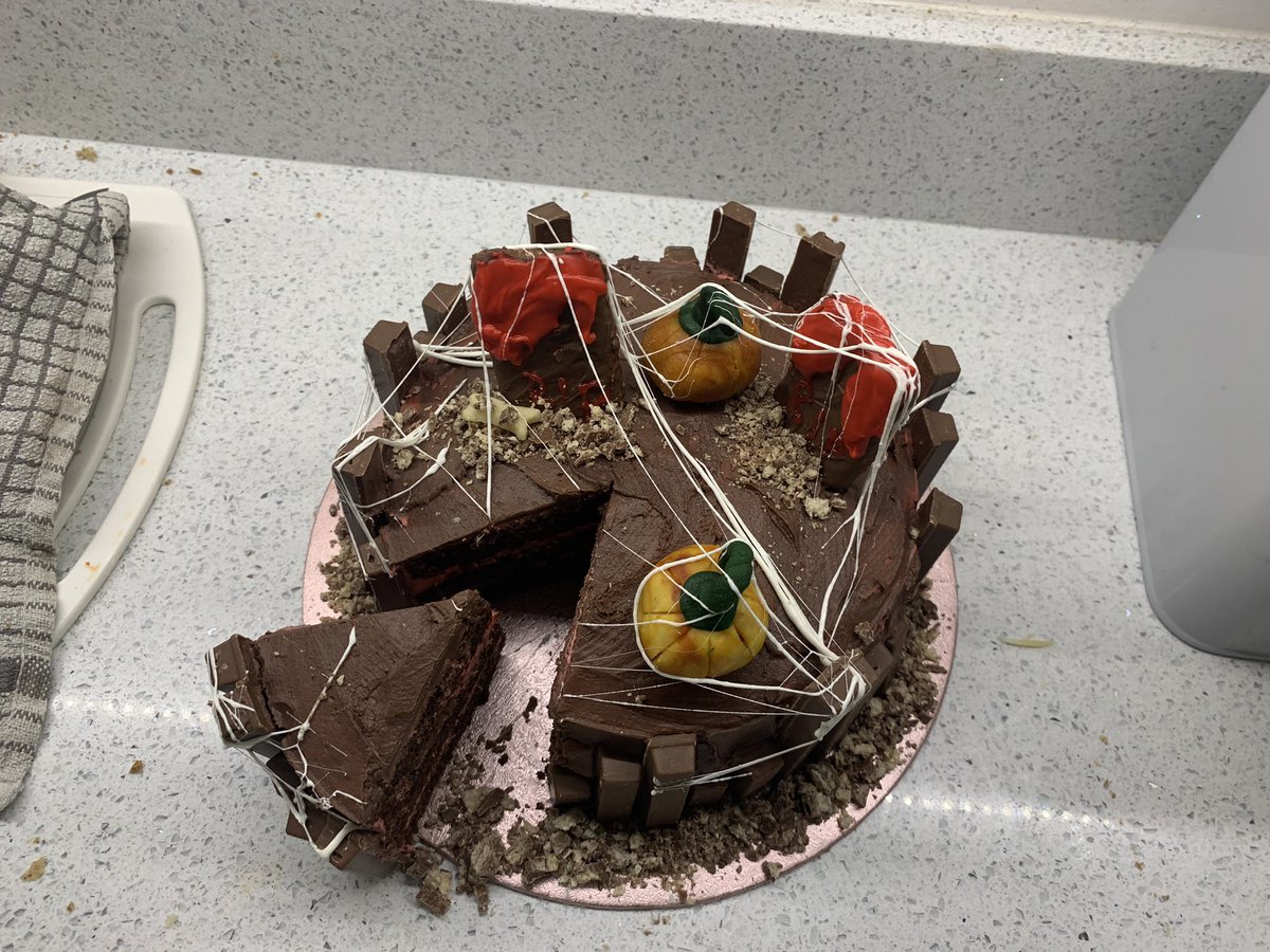 AGS_FT's tweet photo. Day 2 of the half term challenge brings more spook-tacular delights!! 
Georgie S made a pumpkin &amp; cobweb covered cake, Felix C upskilled his Swiss roll recipe he made in school, while Evie C has made marbled muffins oozing with ‘gooey blood’ 👻
#aimshigh #takesrisks #AGSlearner https://t.co/EQe0ywl8J6