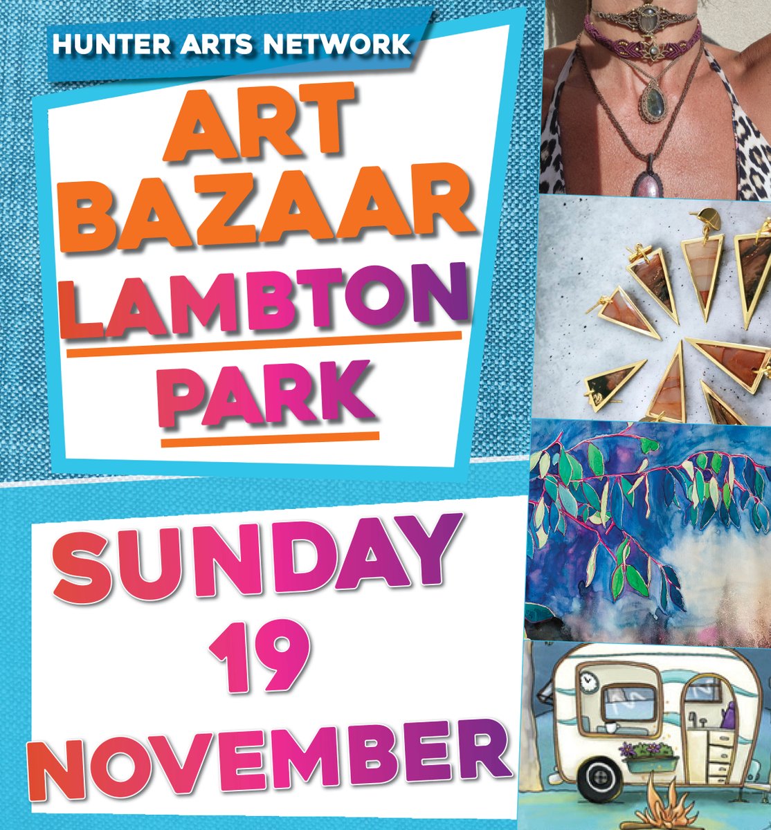 Call for food stallholders for Hunter Arts Network Art Bazaar at Lambton Park on Sunday 19 November. This is our huge annual Christmas market which runs from 9am to 3pm. For more info go to - hunterartsnetwork.org/foodvendors/

Please contact publicity@hunterartsnetwork.org