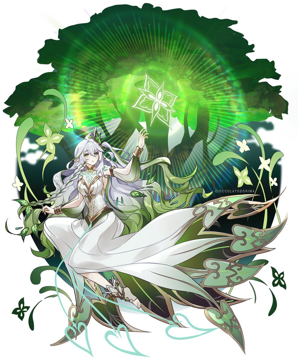 I guess it's Nahida day today (Here's some shitposts I made about her in the past haha😂) I think it's also Greater Lord's death anniversary ? (so bonus image of her)