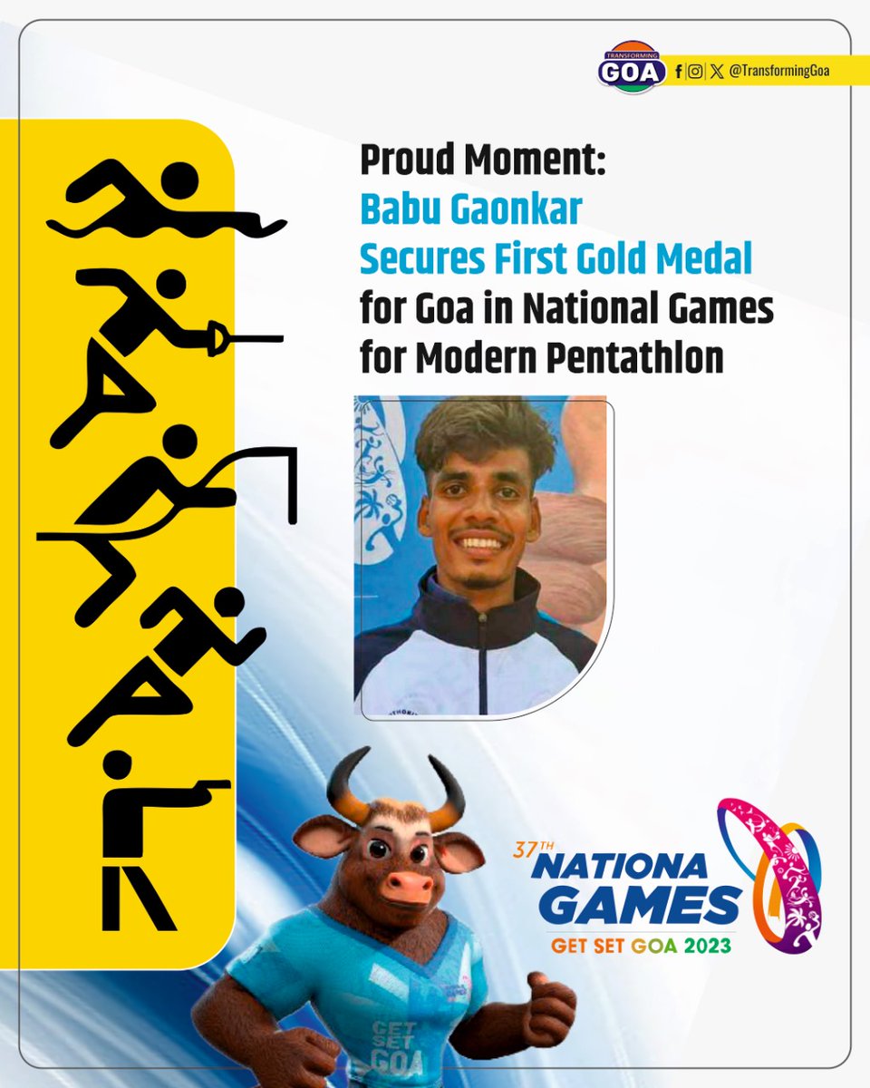 Proud Moment; Babu Gaonkar Secures First Gold Medal for Goa in National Games for Modern Pentathlon

#goa #GoaGovernment #TransformingGoa #facebookpost #bjym #bjymgoa #nationalgamesgoa2023 #NationalGames #getsetgo #proudmoment #modernpentathlon