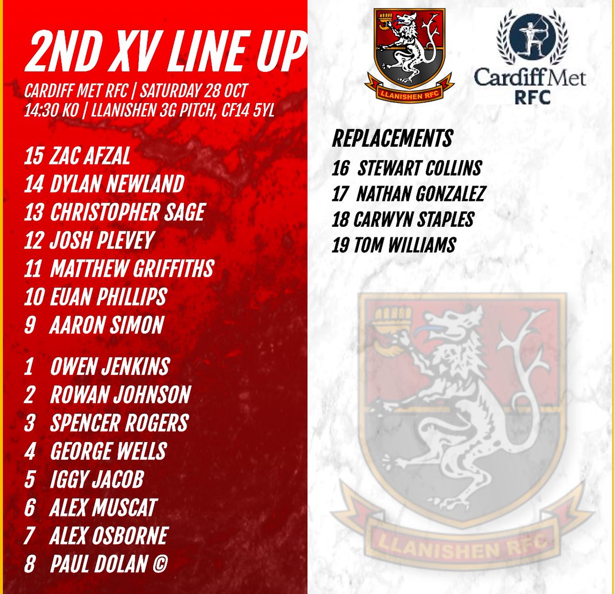 Tonight’s the night. Looking forward to my first run out with <a href="/HeadwayXv/">Headway Select XV</a> in support of <a href="/HeadwayCardiff/">Headway Cardiff and South East Wales</a>. Should be a great night to raise some money for this wonderful charity💙🤍

Hopefully the body holds up for my club game tomorrow afternoon with <a href="/LlanishenRFC1/">Llanishen RFC & Community Event Hub</a>  ❤️🖤