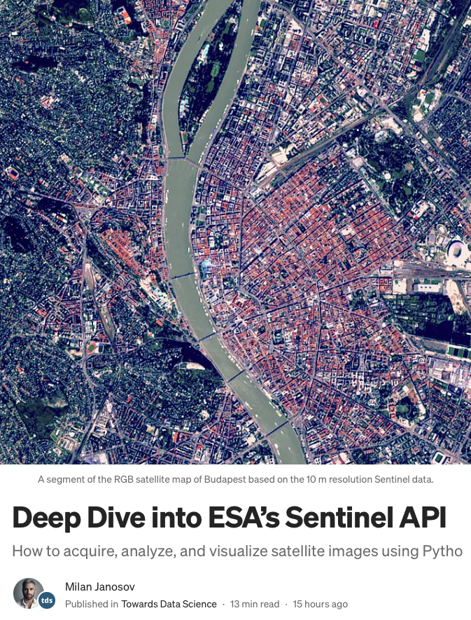 milan_janosov's tweet image. My latest geospatial data science tutorial, 𝐃𝐞𝐞𝐩 𝐃𝐢𝐯𝐞 𝐢𝐧𝐭𝐨 𝐄𝐒𝐀’𝐬 𝐒𝐞𝐧𝐭𝐢𝐧𝐞𝐥 𝐀𝐏𝐈, is online on @TDataScience - check it out here:

towardsdatascience.com/deep-dive-into…

#geospatialdata #geodata #spatialanalytics #datascience #remotesensing #datavisualization