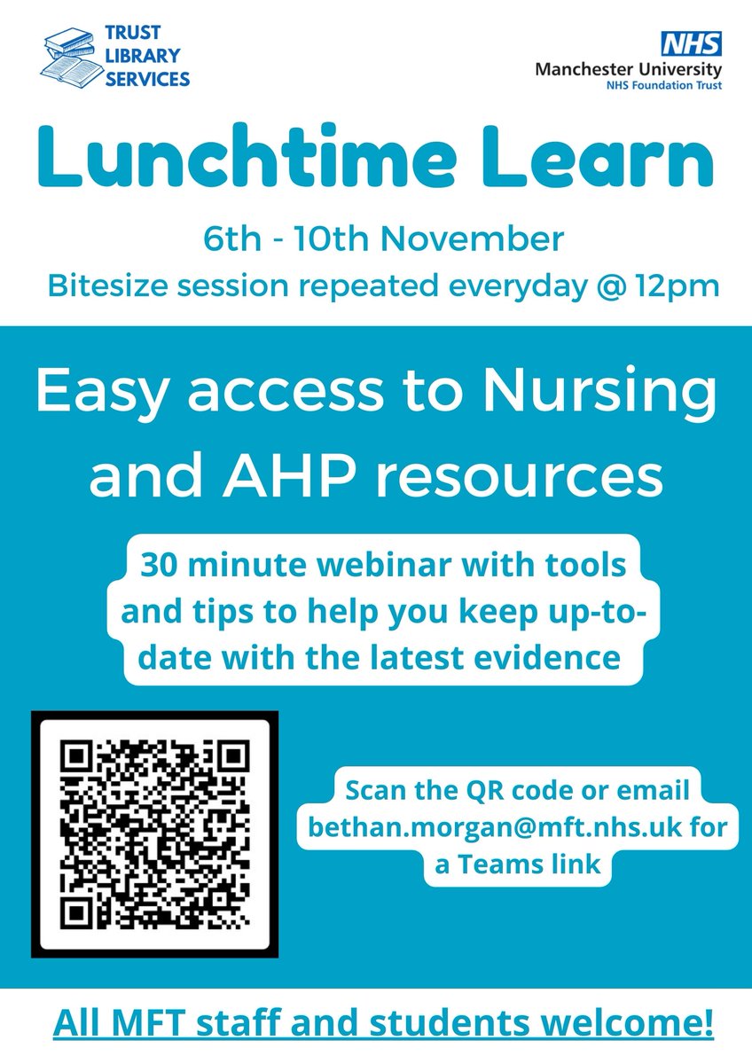 Calling all Nursing and AHP staff and students at @MFTnhs 📢 The library is running a special training session on accessing online resources, including OpenAthens and accessing journal articles. See below for more info ⬇️ @mftchiefnurse @MFT_IRNurses @janwils42401735