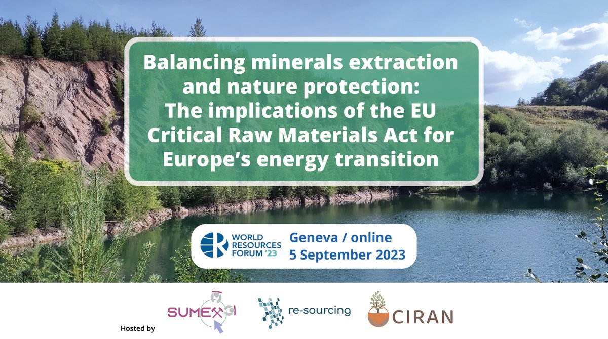 SUMEX (@sumexproject) on Twitter photo SUMEX joined forces with <a href="/CIRAN_EU/">CIRAN Project EU</a> & <a href="/re_sourcing/">RE-SOURCING Stakeholder Platform</a>, to co-organise the high-level panel discussion "Balancing minerals extraction and nature protection” during <a href="/WRFSwitzerland/">World Resources Forum</a> 2023. 🌏
The recording of the session is now available!
➡️tinyurl.com/bd83d68x SUMEX joined forces with <a href="/CIRAN_EU/">CIRAN Project EU</a> & <a href="/re_sourcing/">RE-SOURCING Stakeholder Platform</a>, to co-organise the high-level panel discussion "Balancing minerals extraction and nature protection” during <a href="/WRFSwitzerland/">World Resources Forum</a> 2023. 🌏
The recording of the session is now available!
➡️tinyurl.com/bd83d68x
