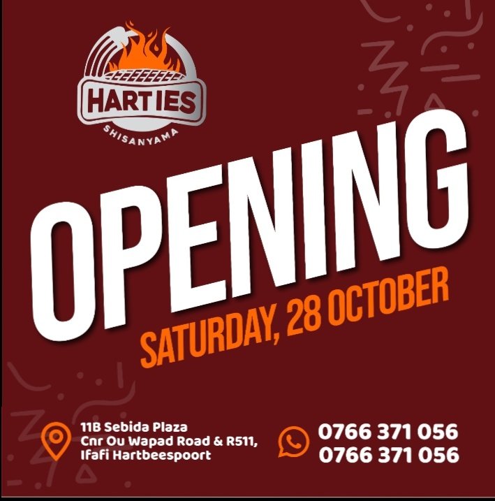 tshihwilohwilo's tweet photo. @MaandaMandiky1 Harties Shisanyama opening tomorrow https://t.co/HeWYZI49DJ