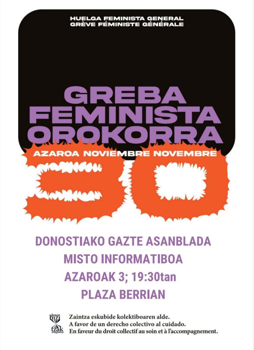 Donostiako gazte asanblada misto informatiboa‼️

🗓️Azaroak 3
⏰19:30
📍Plaza Berrian