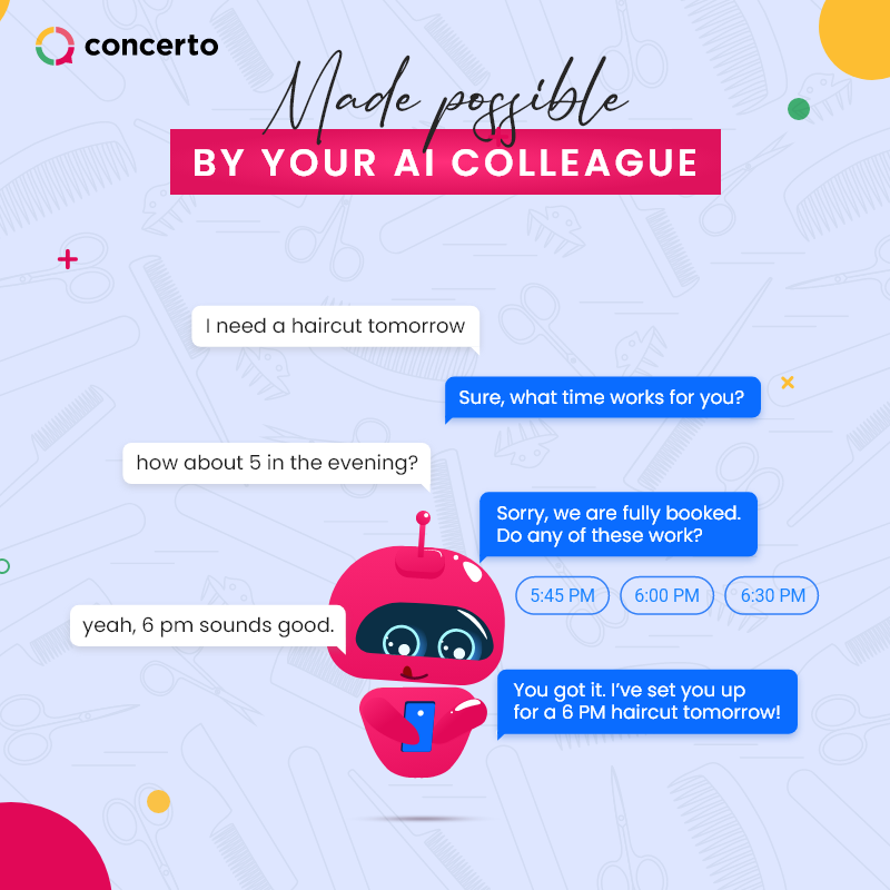 Concertoai's tweet image. 🎃 Trick or Treat? Why choose when you can have both! With Concerto’s Co-pilot managing appointments and charming customers, your staff can indulge in some workplace banter while ensuring customers leave with smiles! 👻✨
#SalonSoftware #SpaSoftware #TeamFun #CustomerDelight