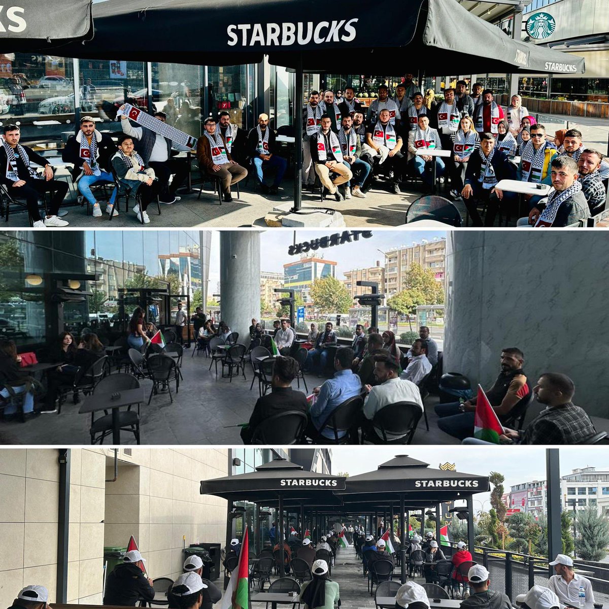 AKGenclikGM's tweet photo. Gazze’de yaşanan katliam ve yıkımın arkasındaki failler İsrail’e sınırsız destek verenlerdir. 

AK Parti Gençlik Kolları olarak en büyük gücümüz teşkilatlarımızla, 81 İLİMİZDE Gazze’de gerçekleştirilen katliamlara DUR! demek için İsrail’e doğrudan desteğini açıklayan Starbucks’ın tüm şubelerinde yer kapatma eylemi gerçekleştirdik!

 #SayStop