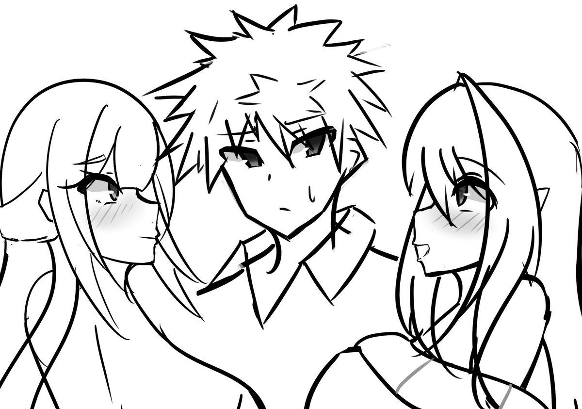 ○ましろとルーシャ
うちの子メインヒロイン1と2。
同じ人物を好きになった者同士。
二人の親がそうだったように恋のライバル…ではなくルーシャ曰く「ユウヤと同じくらいしーちゃんも好きだから二人でお嫁さんになればいいの」と言ってるくらいだからズレてる。
それでも合体できるくらいには仲良し。 