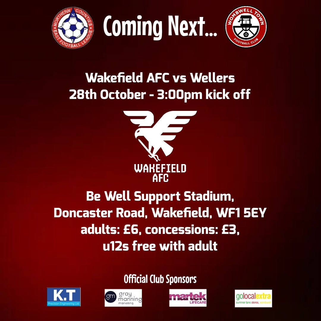 WombwellTownFC's tweet photo. Tomorrow we go to Wakefield for another 3rd vs 1st showdown! https://t.co/2ca22zhNp4