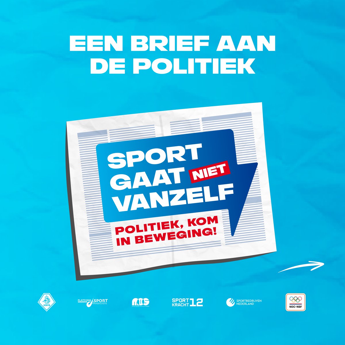nocnsf's tweet photo. 📢 Mede namens onze sporters en sportliefhebbers een open brief aan Politiek Den Haag.

Lees hier de volledige brief 👇 
https://t.co/819s9rQcG3

#sportgaatnietvanzelf | #openbrief