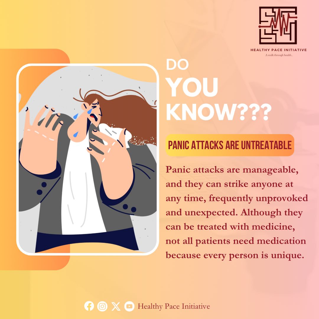 HealthyPace_'s tweet photo. Remember, you're not alone! 💪 Panic attacks can happen to anyone, anytime, without warning. While medicine can help, it's important to know that not everyone needs medication. 

Your journey to managing panic attacks is as unique as you are. 💙 https://t.co/pewEEmzlGR